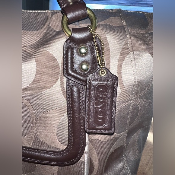 Coach signature large sateen and leather book tote bag - Picture 8 of 16